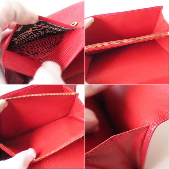 409099F V Louis Vuitton Wallet Long Sarah Bifold Red Epi - Picture 5 of 11